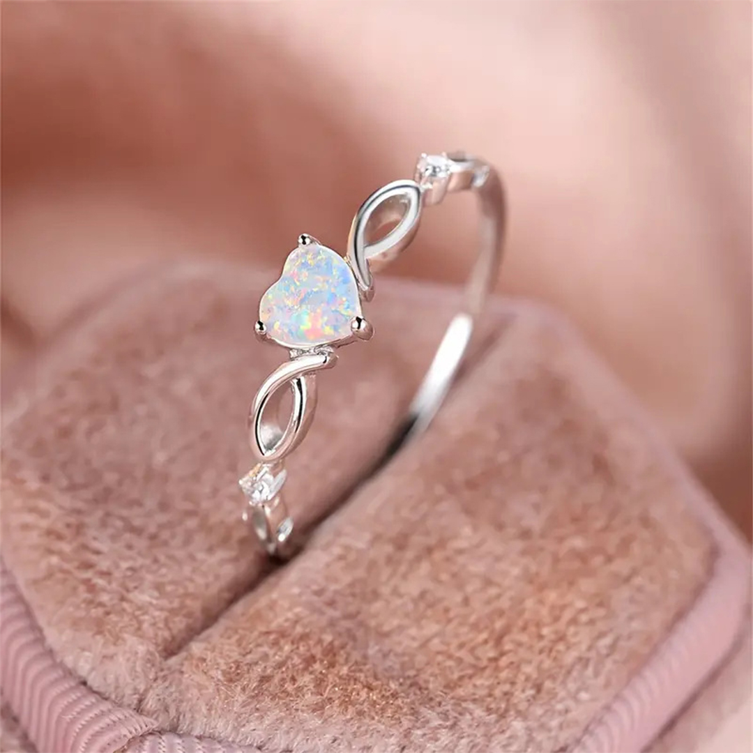 Heart Crossover Opal Ring