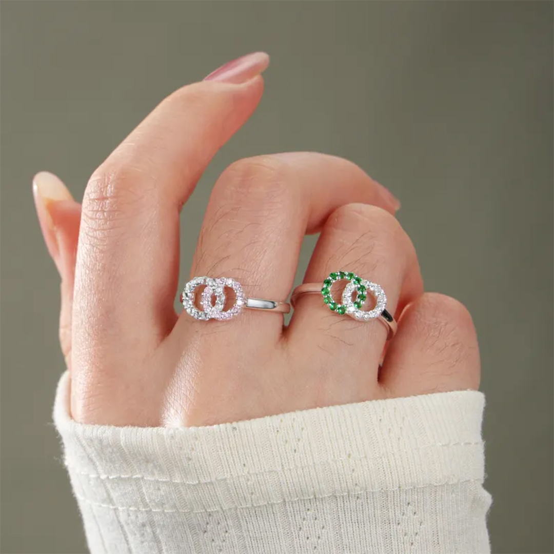 S925 Promise Forever Custom Birthstones Interlocking Ring