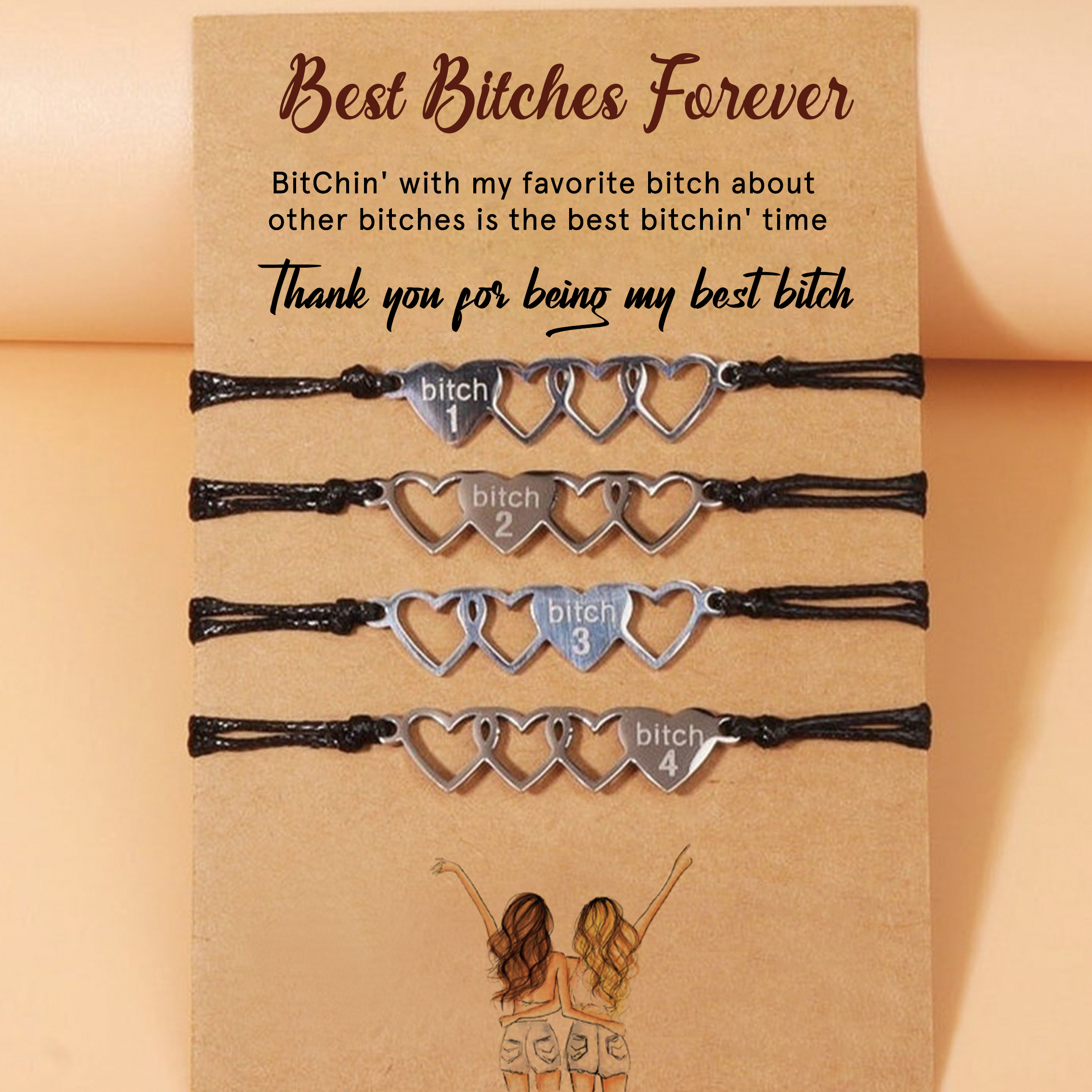 For Friend -Best Bitches Forever Braided Bracelet