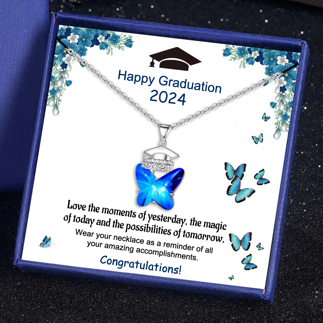For Graduation - S925 Happy Graduation 2024 Butterfly Necklace