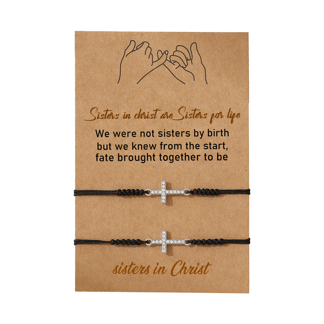 For Friend - Sisters In Christ Are Sisters For Life Cross Bracelet