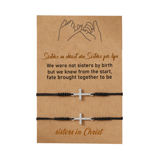 For Friend - Sisters In Christ Are Sisters For Life Cross Bracelet