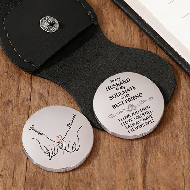 For Love-Personalized Couple Hand-Holding Name Coin