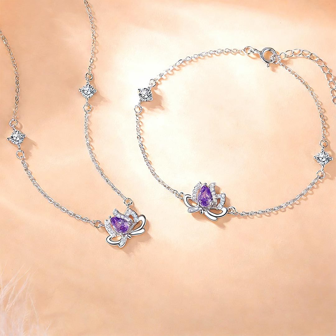 925 Sterling Silver Lotus Bow Necklace