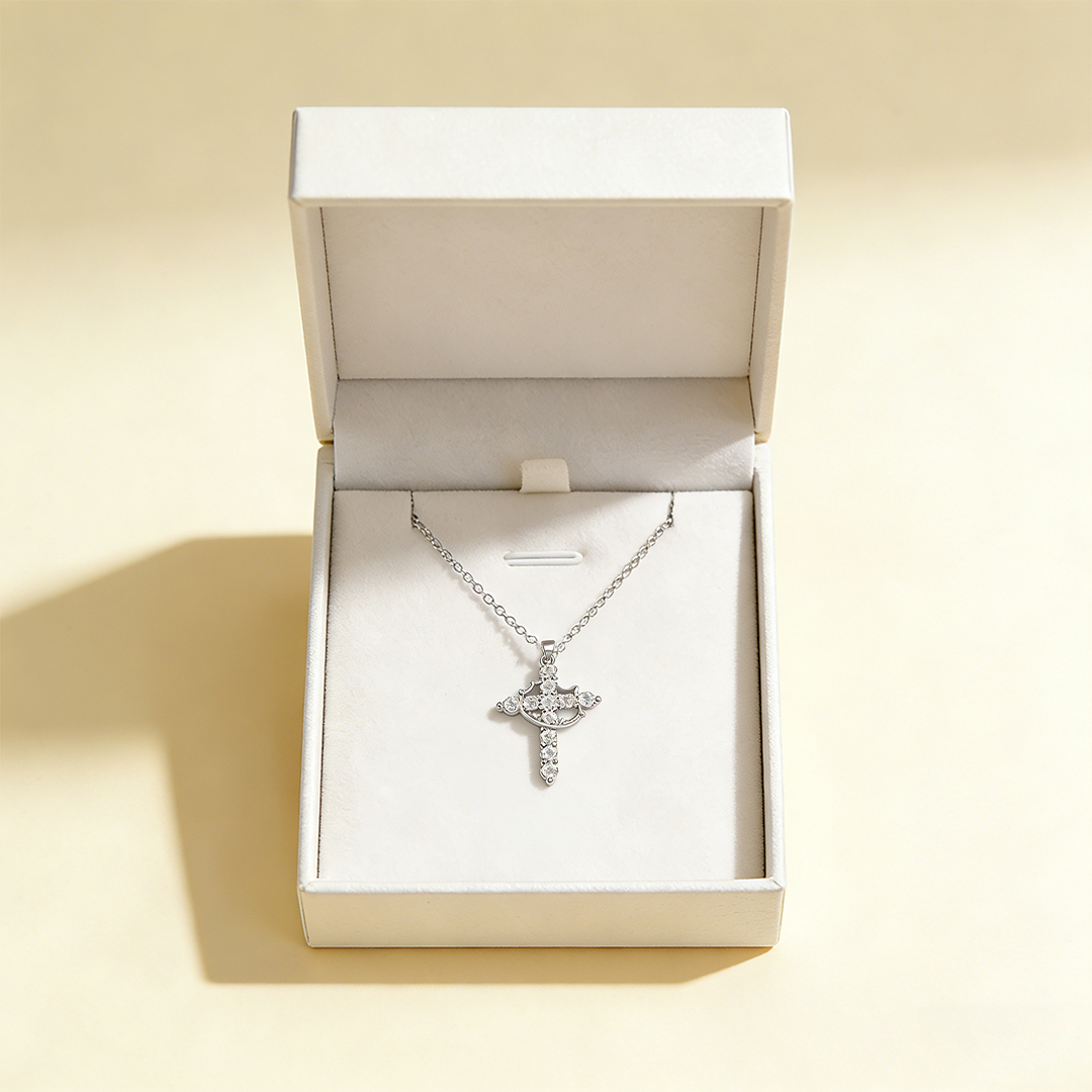 Easter Day Special Offer - Jesus Is With You Always Crown Cross Necklace