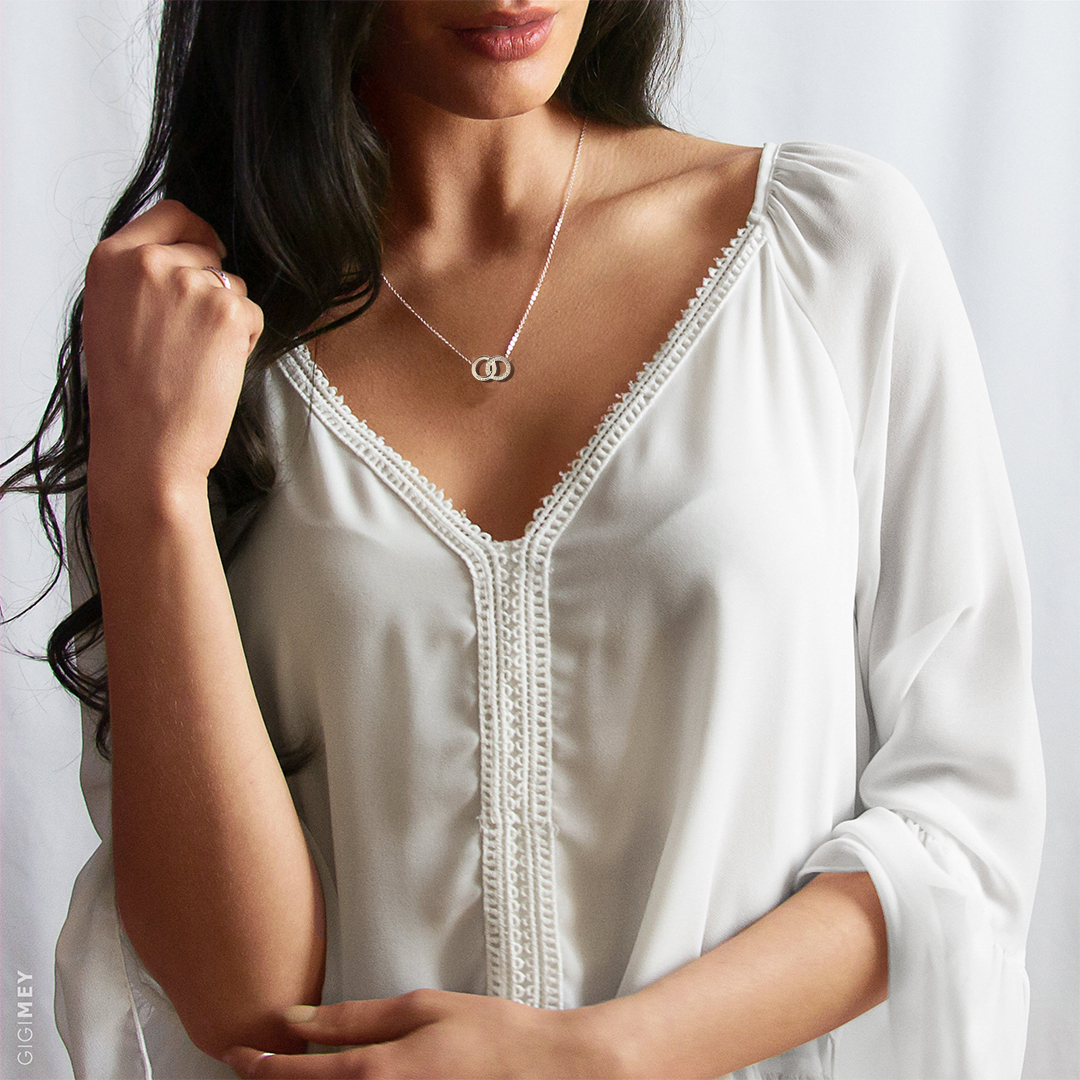 For Love - S925 We Are Forever Linked Together Initials Date Custom Interlocking Necklace