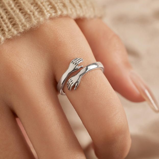 Beautiful girl lettering hug ring