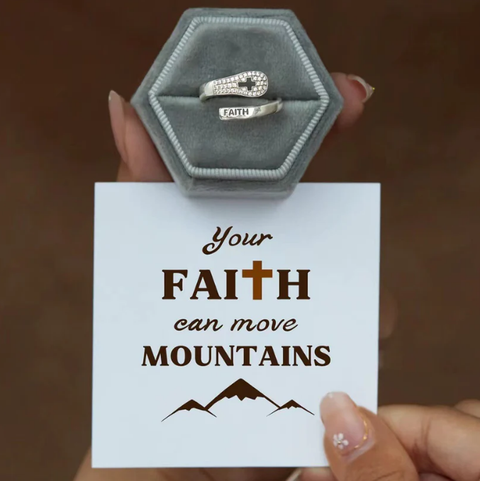 S925 Faith Cross Open Ring