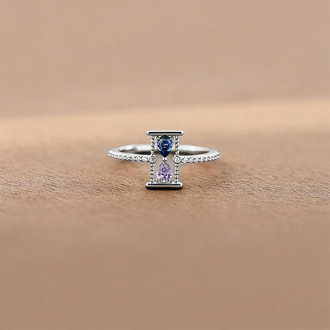 Carpe Diem Hourglass Double Diamond Ring