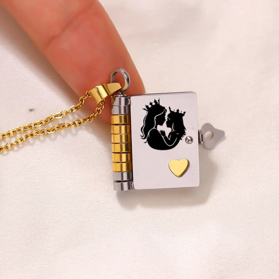 For Daughter - Straighten Your Crown Book Necklace