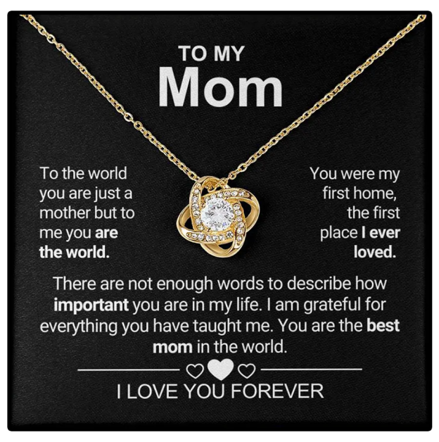 For Mom - To Me You Are The World Knot Necklace