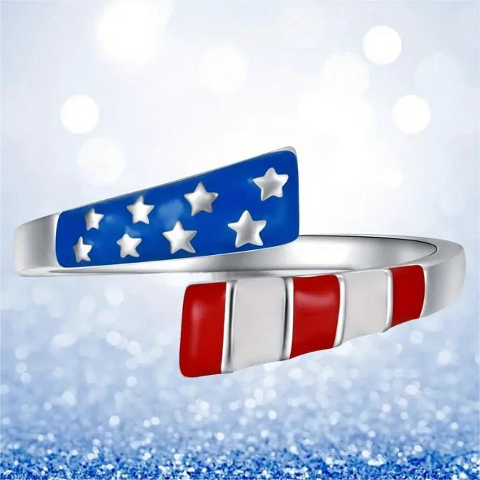 US Flag Open Ring