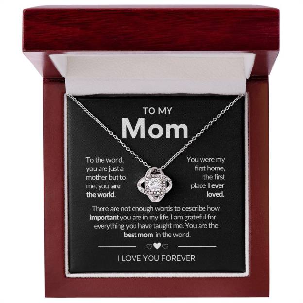 For Mom - To Me You Are The World Knot Necklace