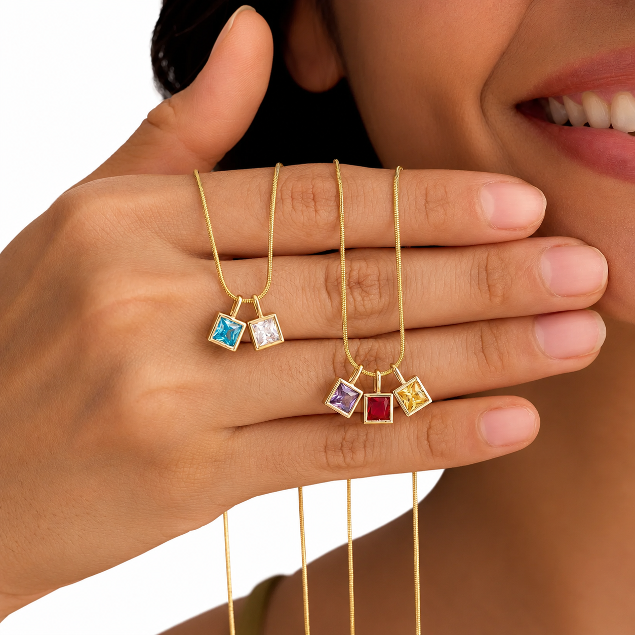 Personalized necklaces with 1-10 birthstones