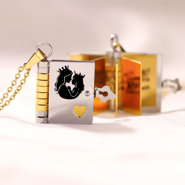 For Daughter - Straighten Your Crown Book Necklace