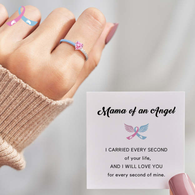 Mama Of An Angel Pink Heart Ring
