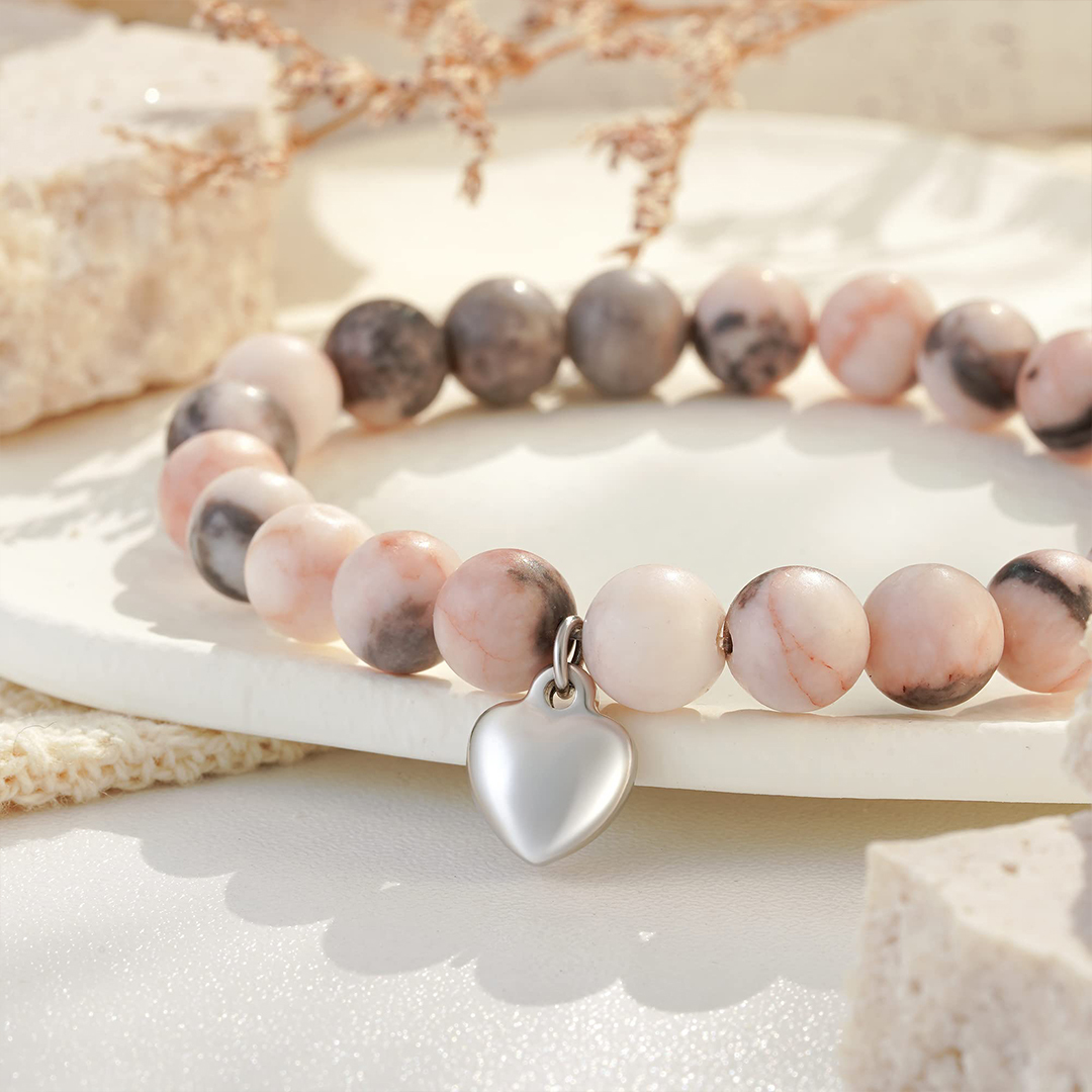 For Daughter - Never Forget How Much I Love You Heart Bead Bracelet