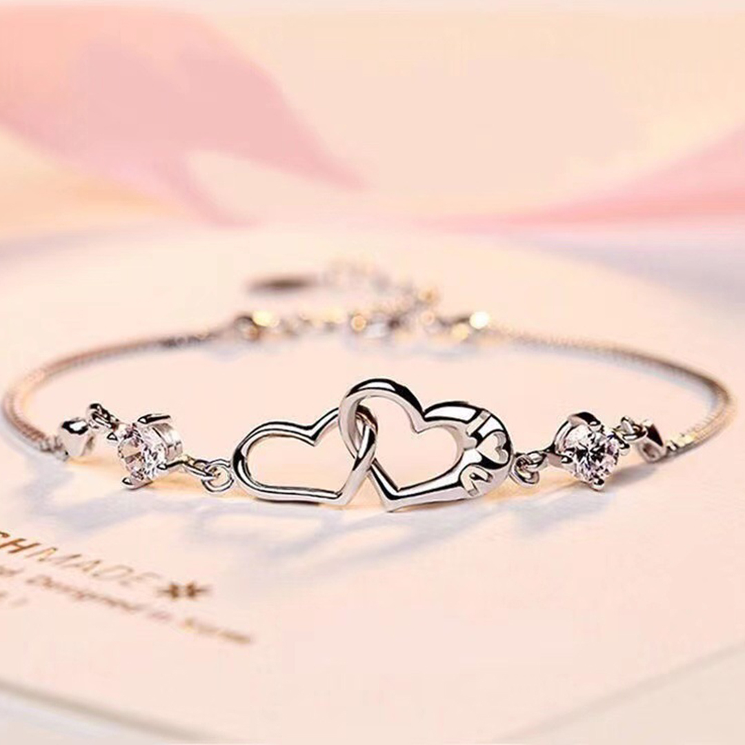 S925 Forever Linked Together Double Diamond Bracelet