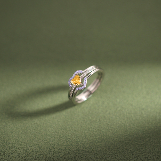 S925 Mother & Daughter  Forever Linked Together Custom Birthstone Heart Ring