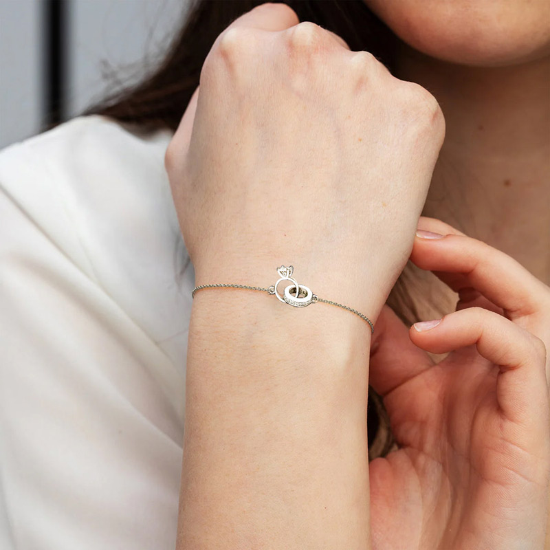 For Wife - S925 I Love You Forever And Always Interlocking Diamond Bracelet