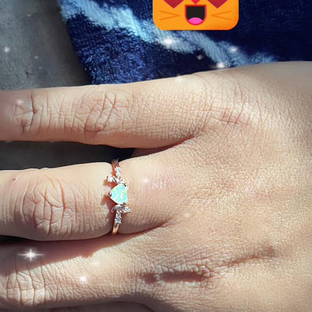 For Self - Remember To Love Yourself Unconditionally Love Heart Opal Ring