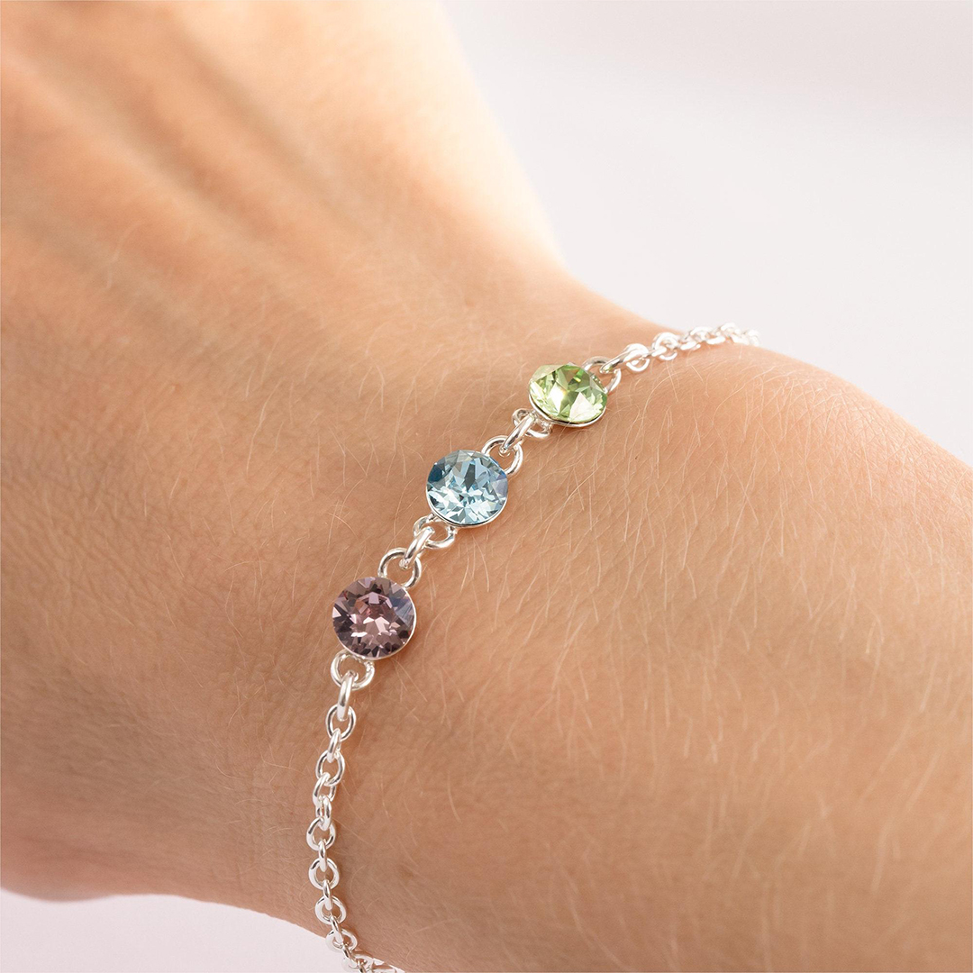 For Mother - Mother And Kids Forever Linked Together Custom Birthstones Bracelet