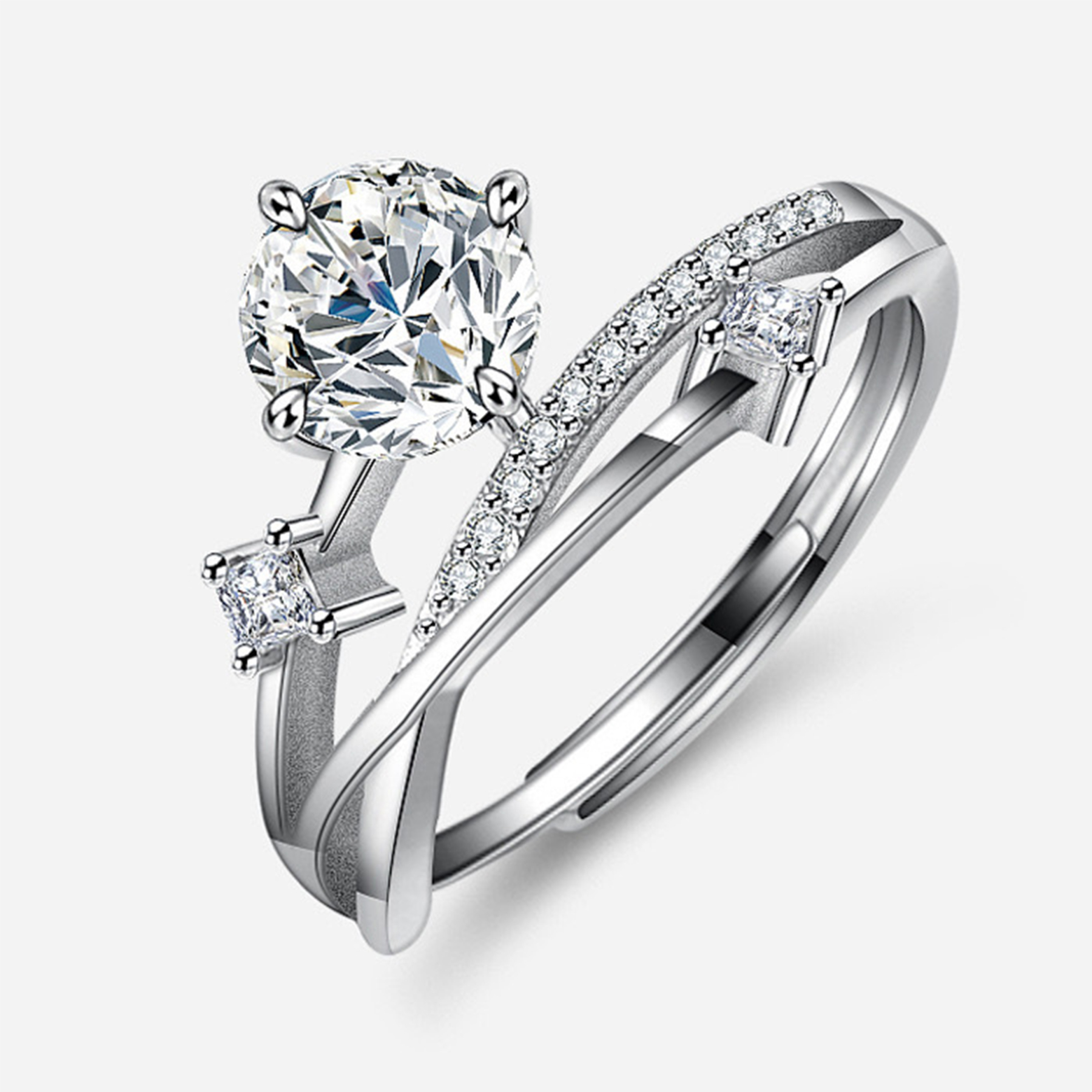 Diamond Cross Open Ring