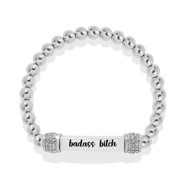 For Friend - Badass Bitch Dainty Diamond Beaded Stretch Bracelet
