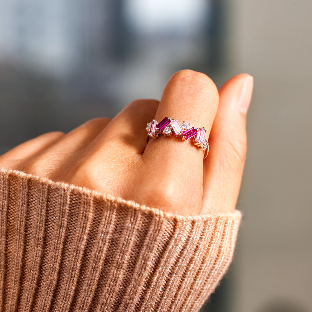 Fuck Perfection Engraved Pink Diamond Ring