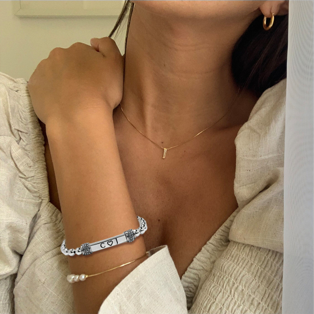 For Love-  Initials Custom Bead Bracelet