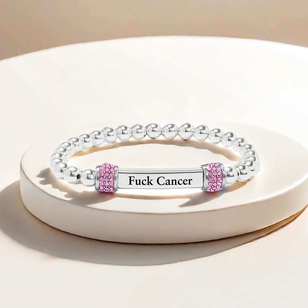 Fuck Cancer With Diamond Bead Bracelet