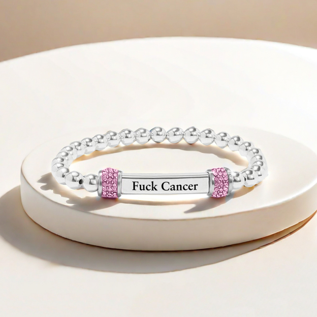 Fuck Cancer With Diamond Bead Bracelet