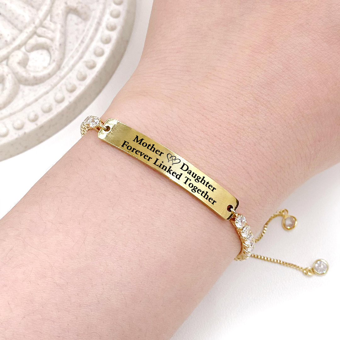 Mother and Daughter Forever Linked Together Long Strip Tennis Bracelet