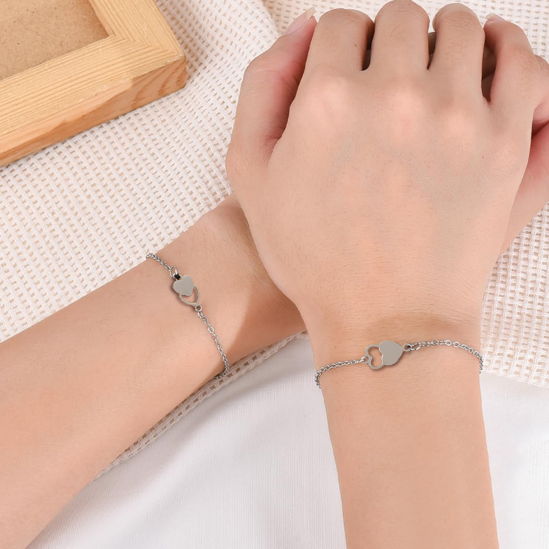 For Mother/Daughter - Lying Down Heart Bracelet Set