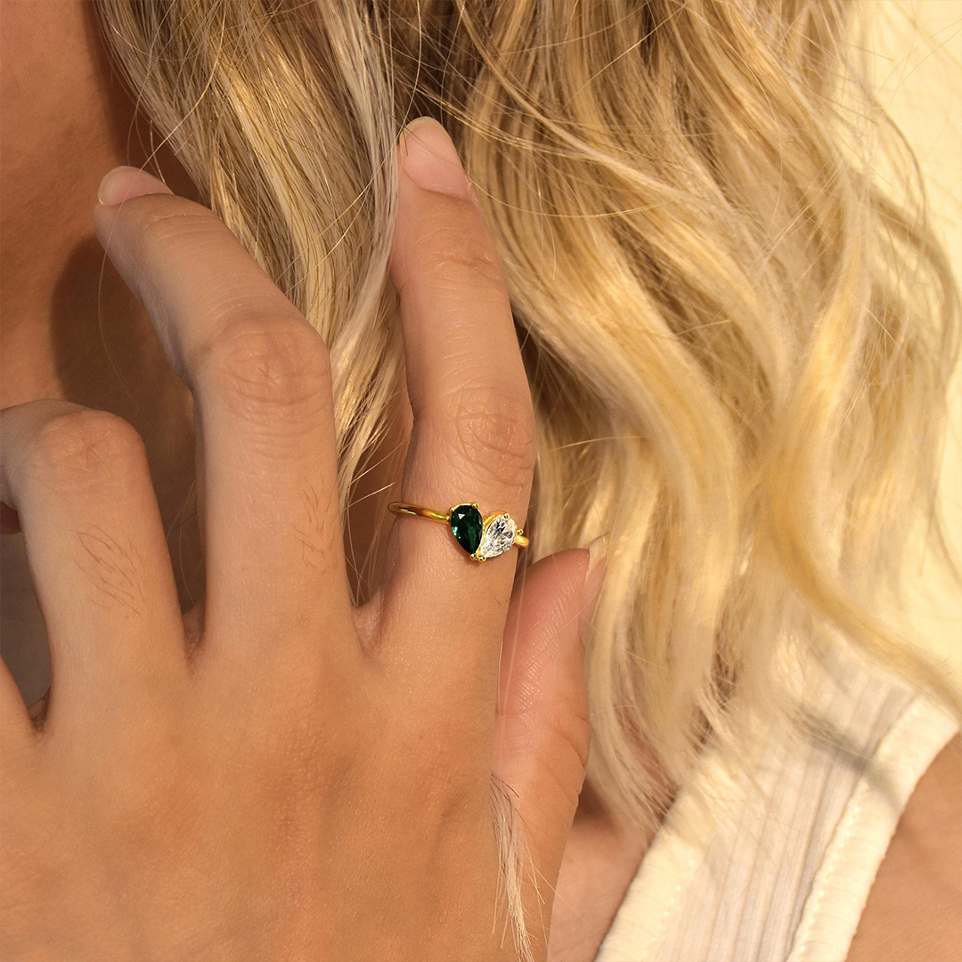 Mother & Daughter Forever Linked Together Customized Birthstones Heart Ring