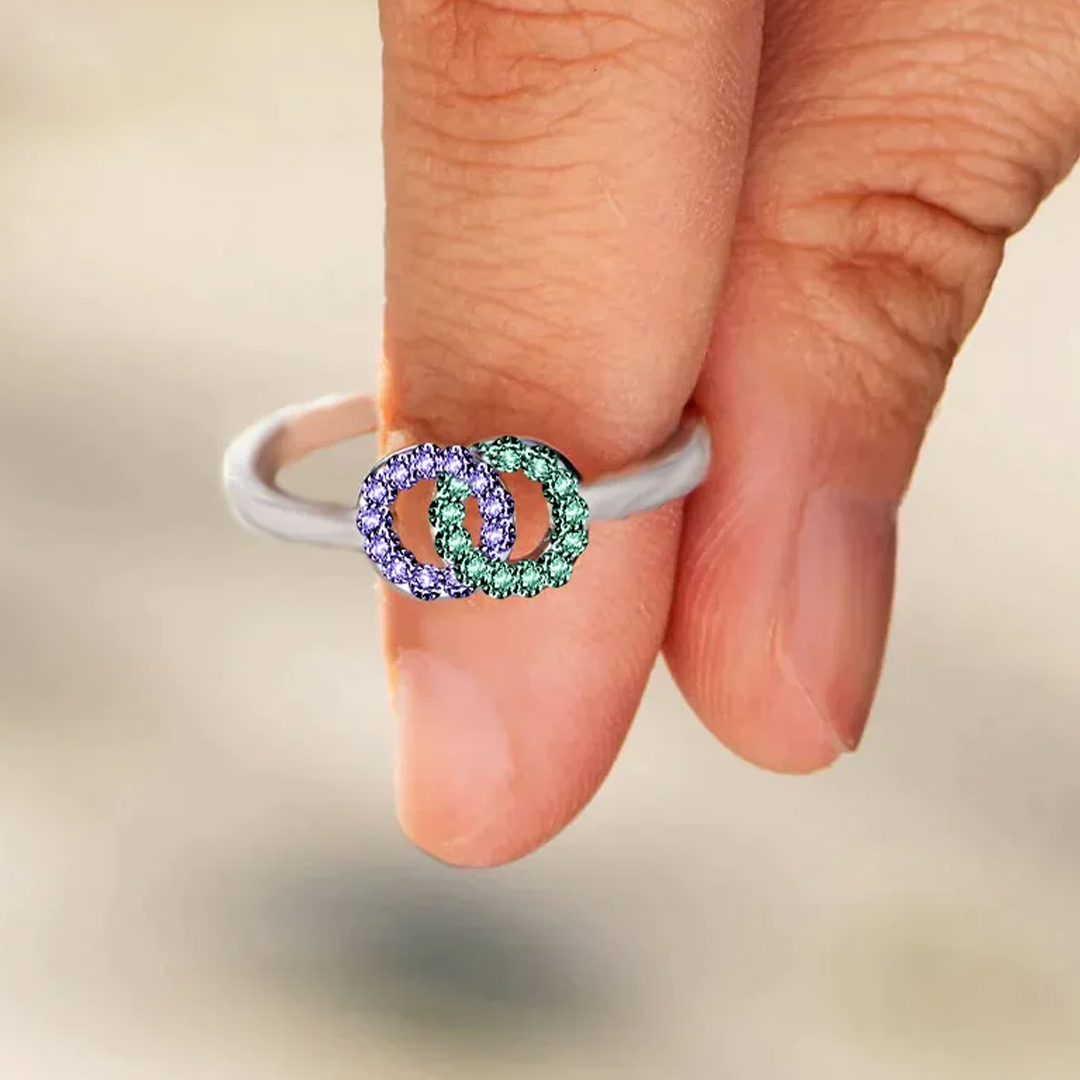 S925 Promise Forever Custom Birthstones Interlocking Ring