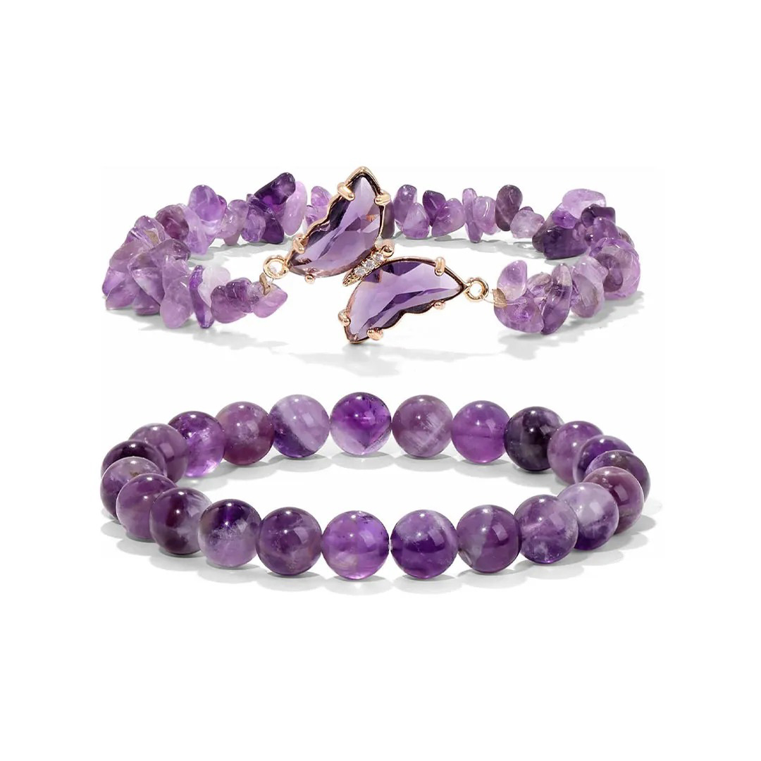 They Fly With Us Every Day Double-layer crystal butterfly bracelet