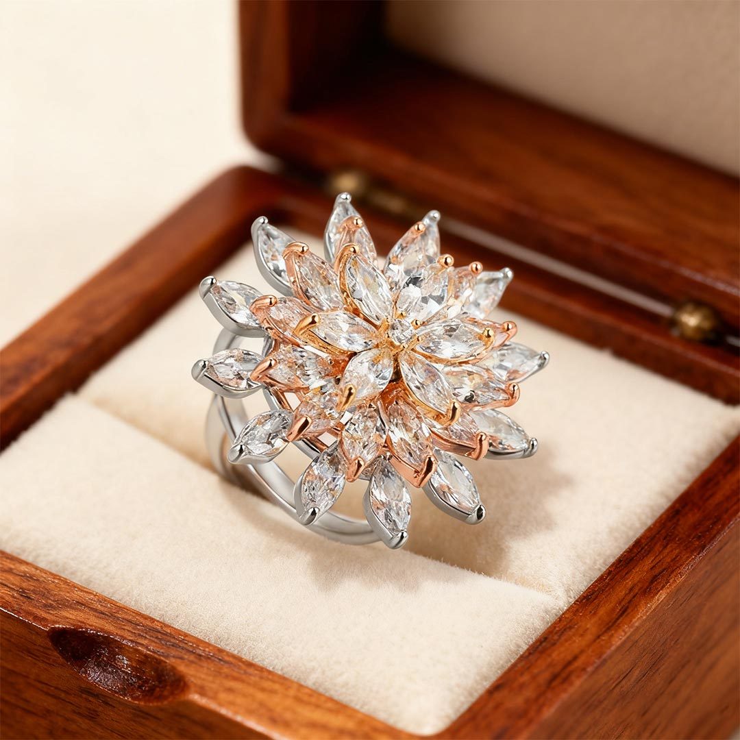 Fuck It and Begin Again-Rotating Snow Lotus Open Ring