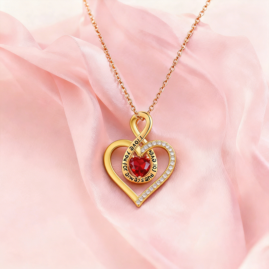 For Mom - I Love You Diamond Infinity Heart Necklace