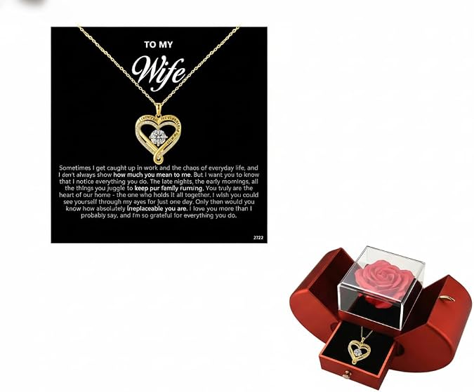 For Love - I Love You For Always & Forever Necklace With Rose Box