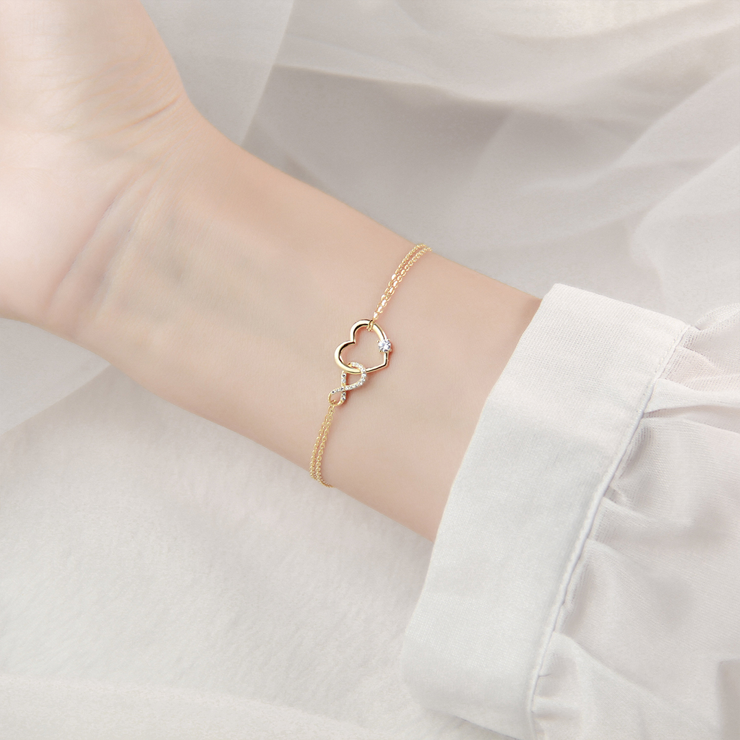 For Daughter - S925 I Love You Until Infinity Runs Out Infinite Heart Double Layer Bracelet