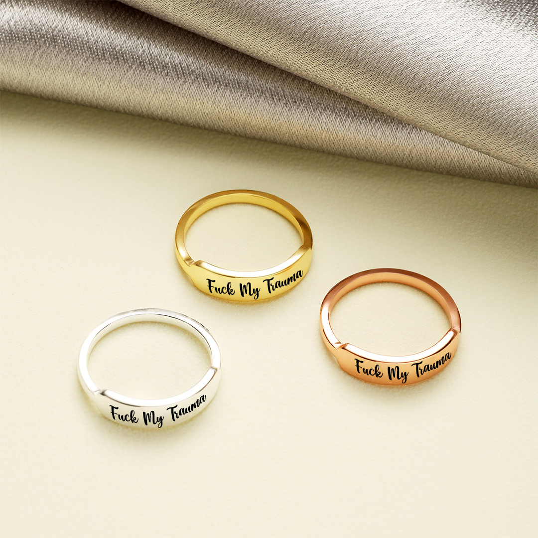 Fuck My Trauma Dainty Bar Ring