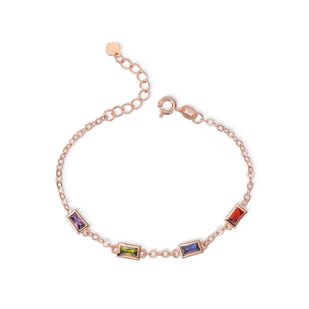 S925 Custom Long Birthstone Bracelet
