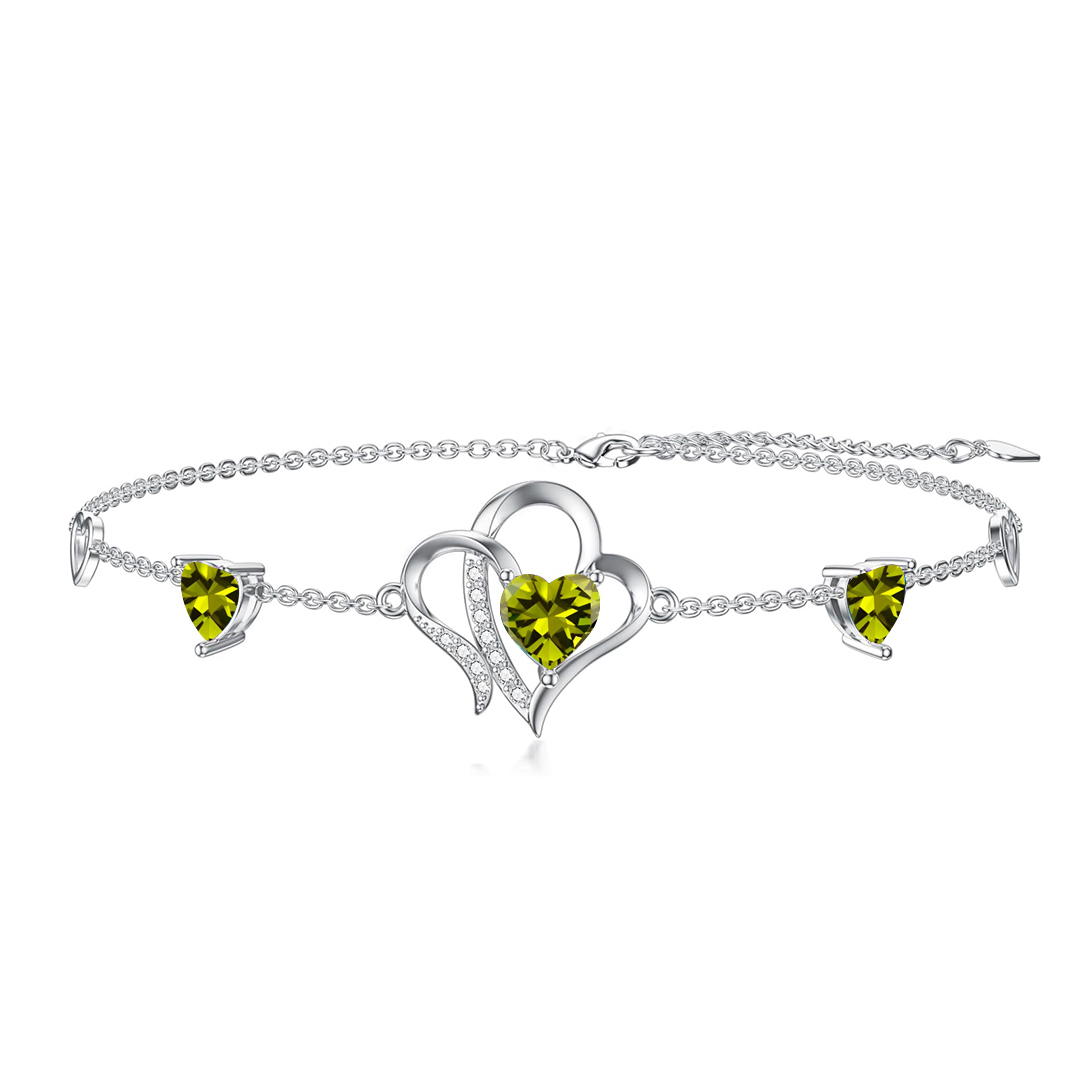 For Daughter-in-Law - S925 Birthstone Double Heart Bracelet