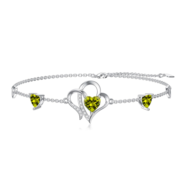 For Daughter-in-Law - S925 Birthstone Double Heart Bracelet