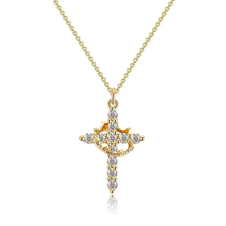 Easter Day Special Offer - Jesus Is With You Always Crown Cross Necklace