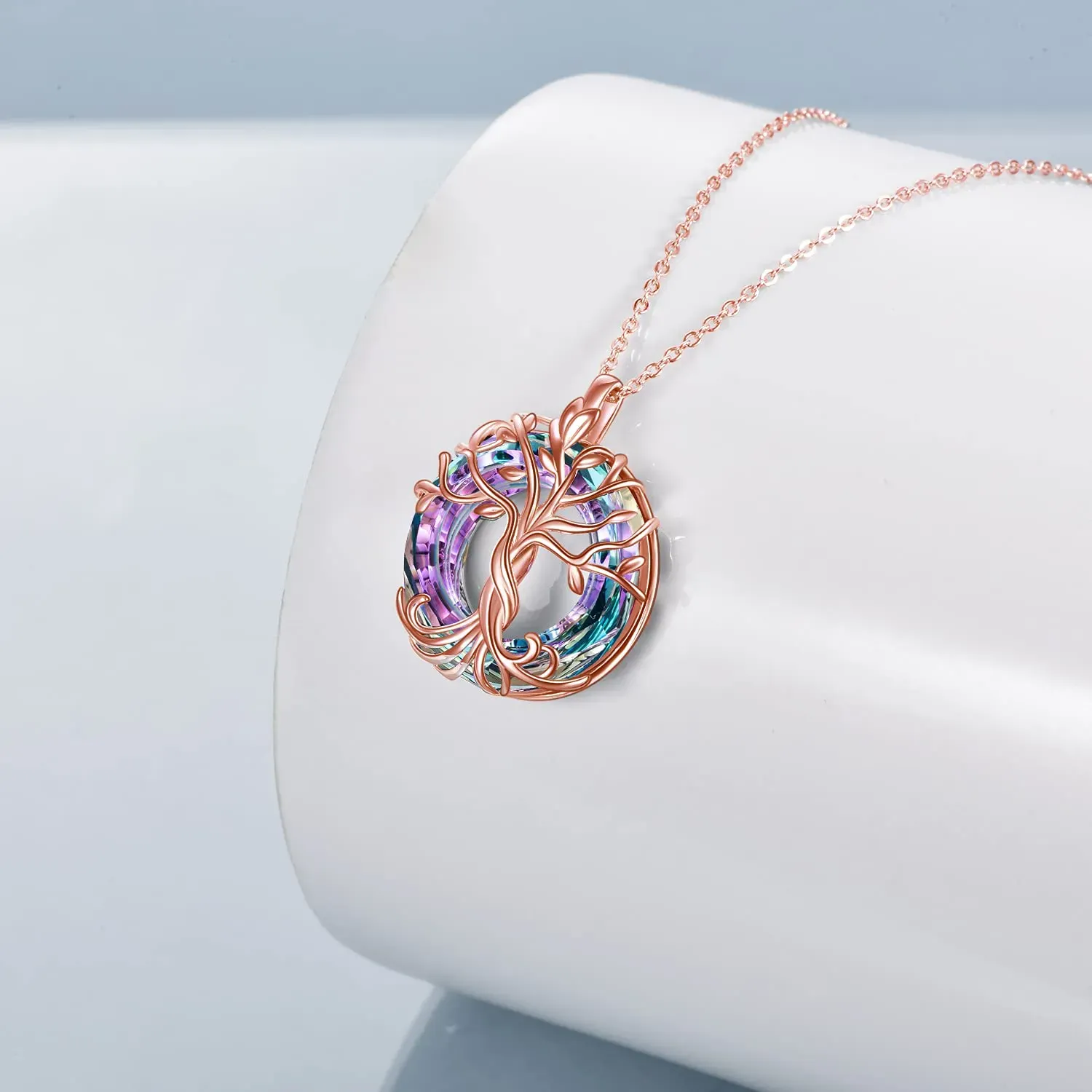 For Mom - S925 Mom is the Family Root Tree Crystal Necklace