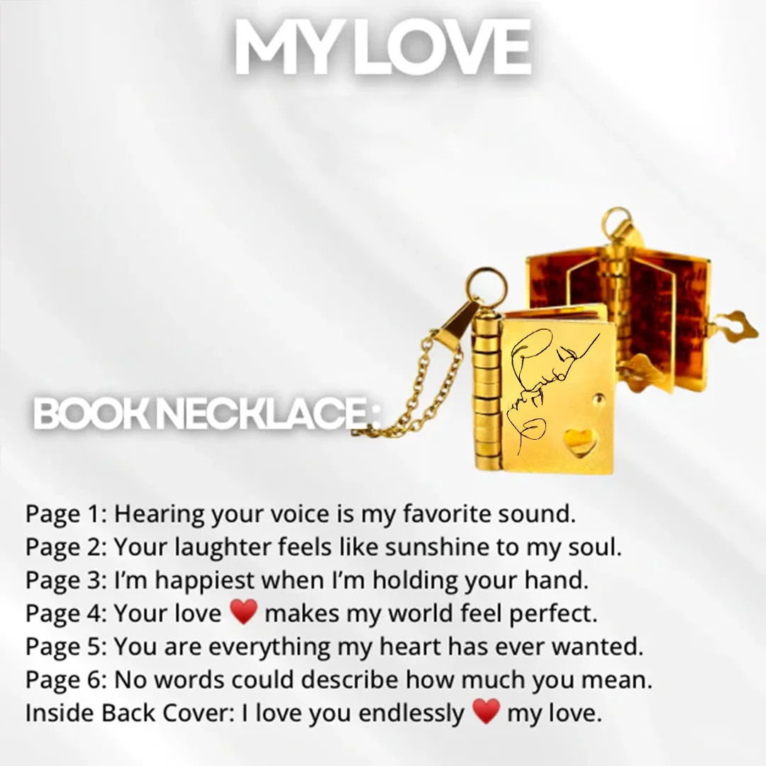 For Love - I Love You Endlessly Book Necklace