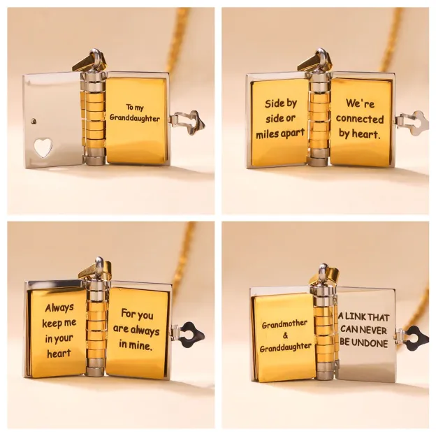 For Granddaughter - A Link That Can Never Be Undone Book Necklace