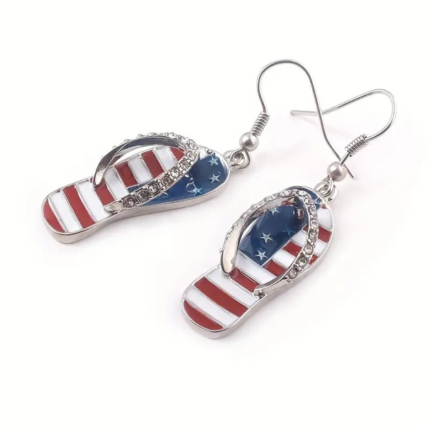 US Flag Slippers Earrings